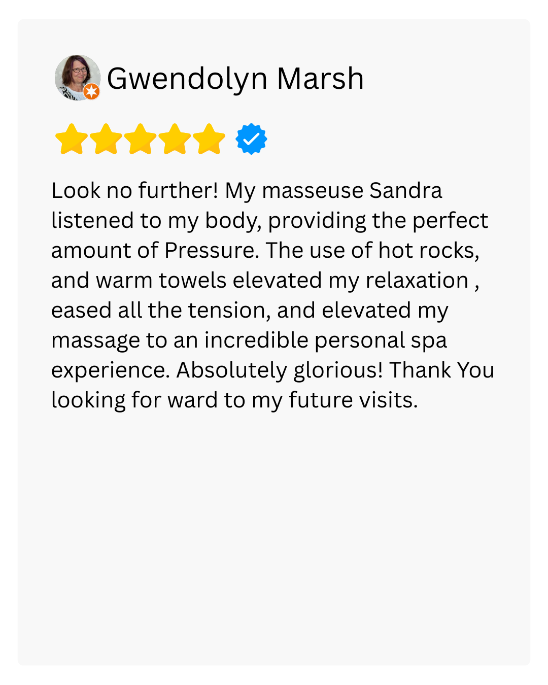 Google review from a Viva Massage client